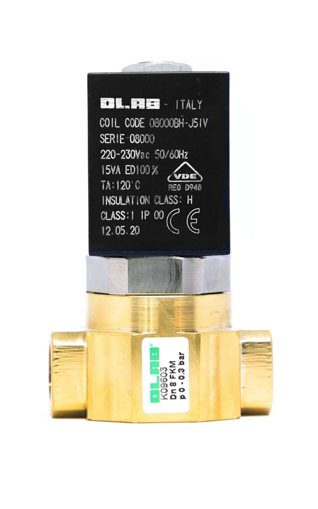 K09603 SERVICEABLE 2/2 WAY SOLENOID VALVE WITH BRASS BODY AND STAINLESS STEEL SLEEVE.
